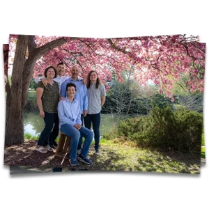 family under crabapple tree at rolland moore park fort collins colorado